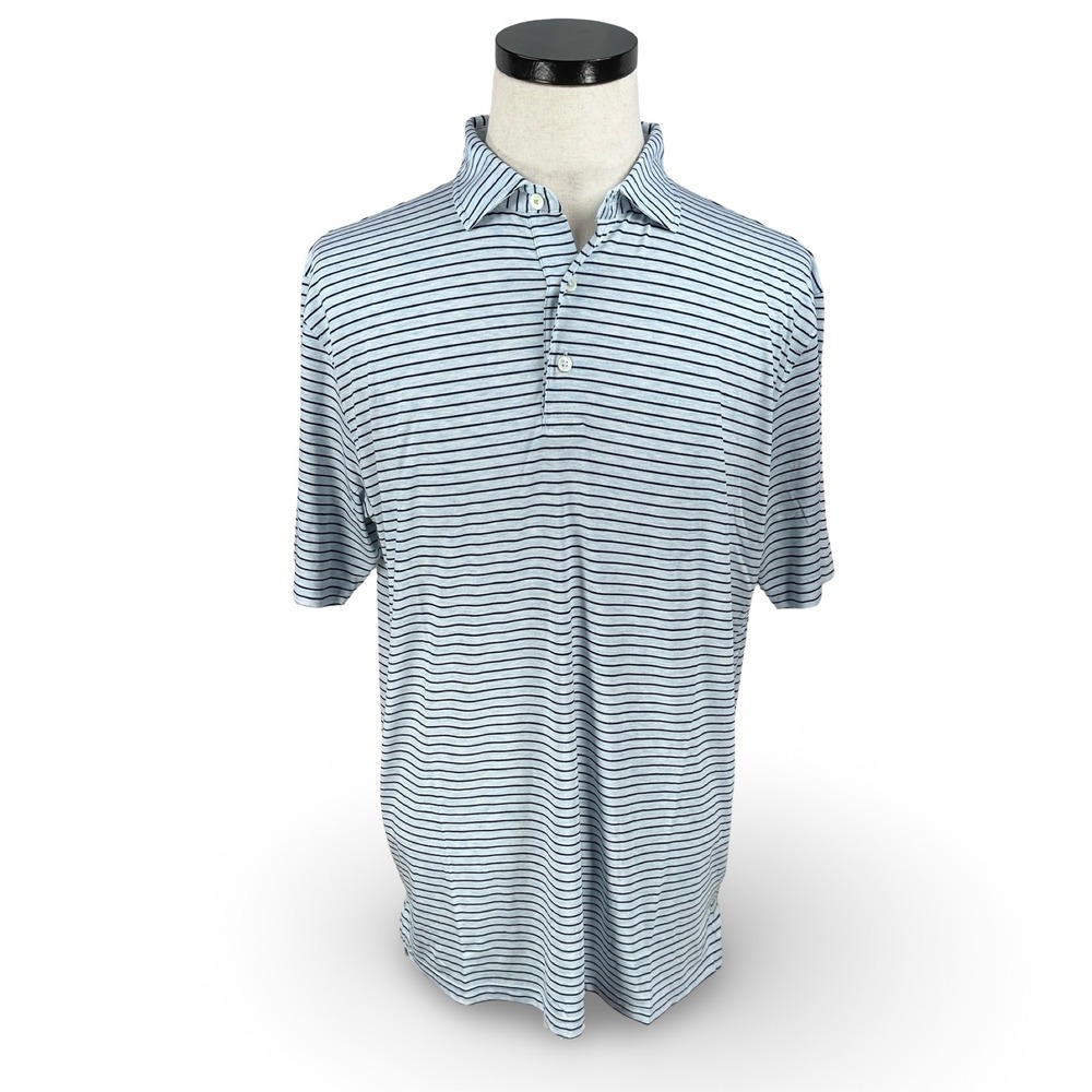 Tasc Performance Cloud Polo Brookline Stripe Iceberg Navy Blue Mens Large New